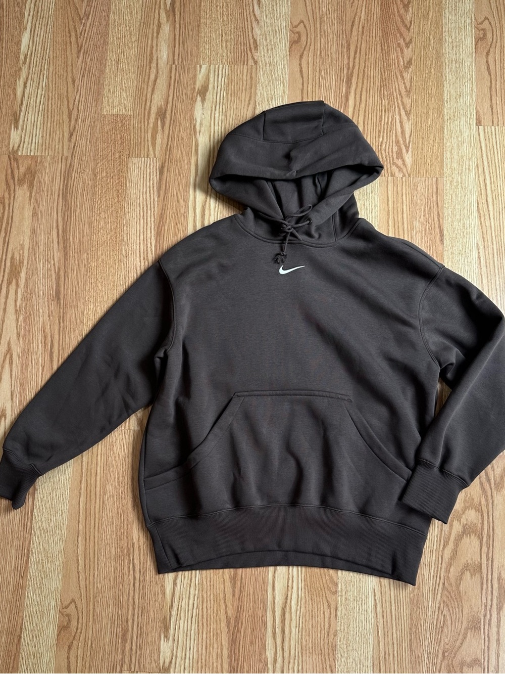 Nike Brown Pullover Hoodie with White Swoosh